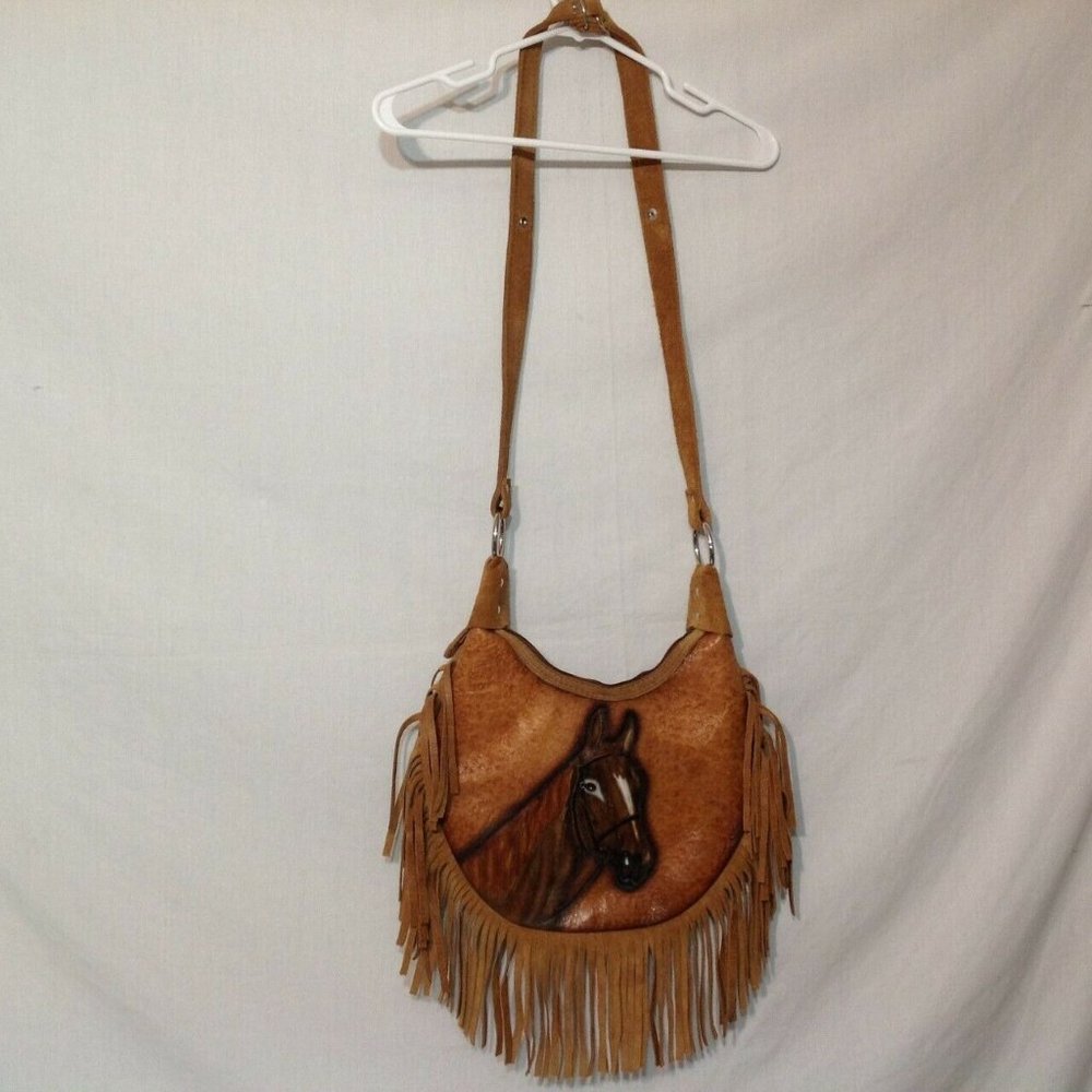 Fringed Western Leather Shoulder Purse Bag
